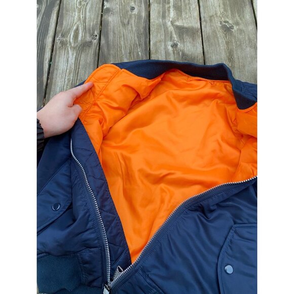 Vintage Alpha Industries Jacket Mens X-Small Navy MA-1 Bomber Reversible USA - Picture 4 of 7